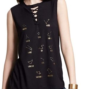 Zodiac Star Lace-Up Neck Graphic Tank Top